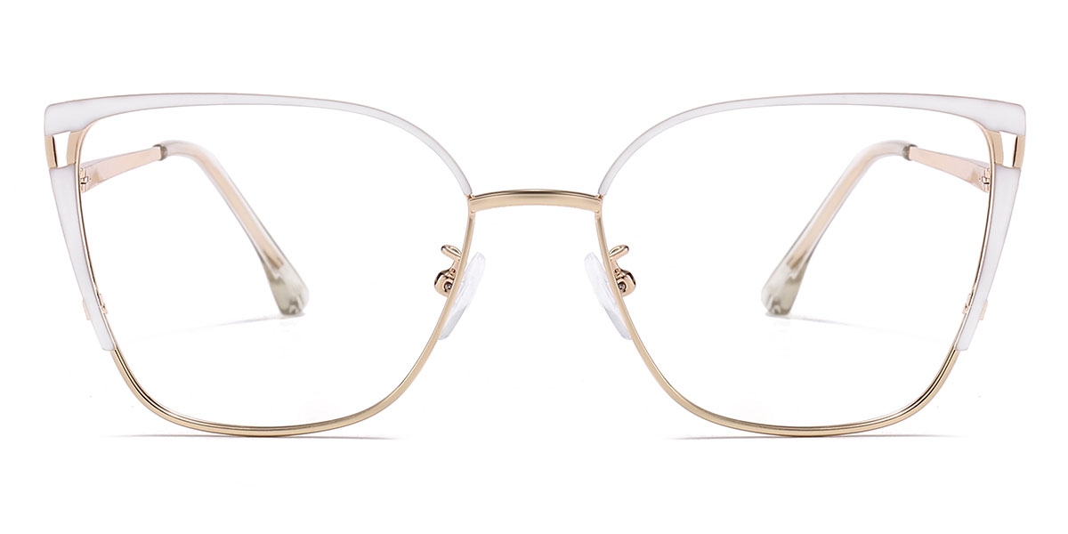 Gold White Elli - Square Glasses