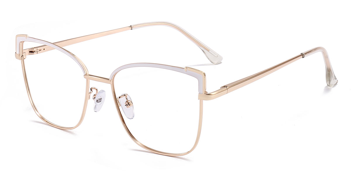 Gold White Carley - Square Glasses
