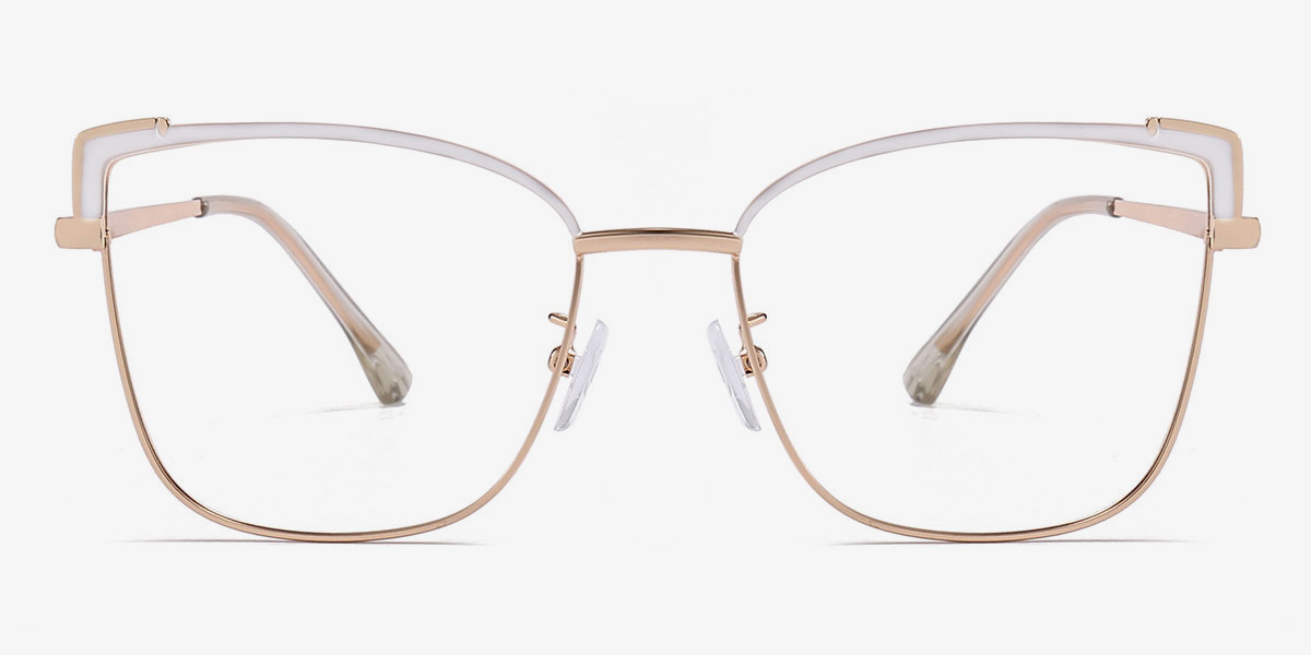 Gold White Carley - Square Glasses