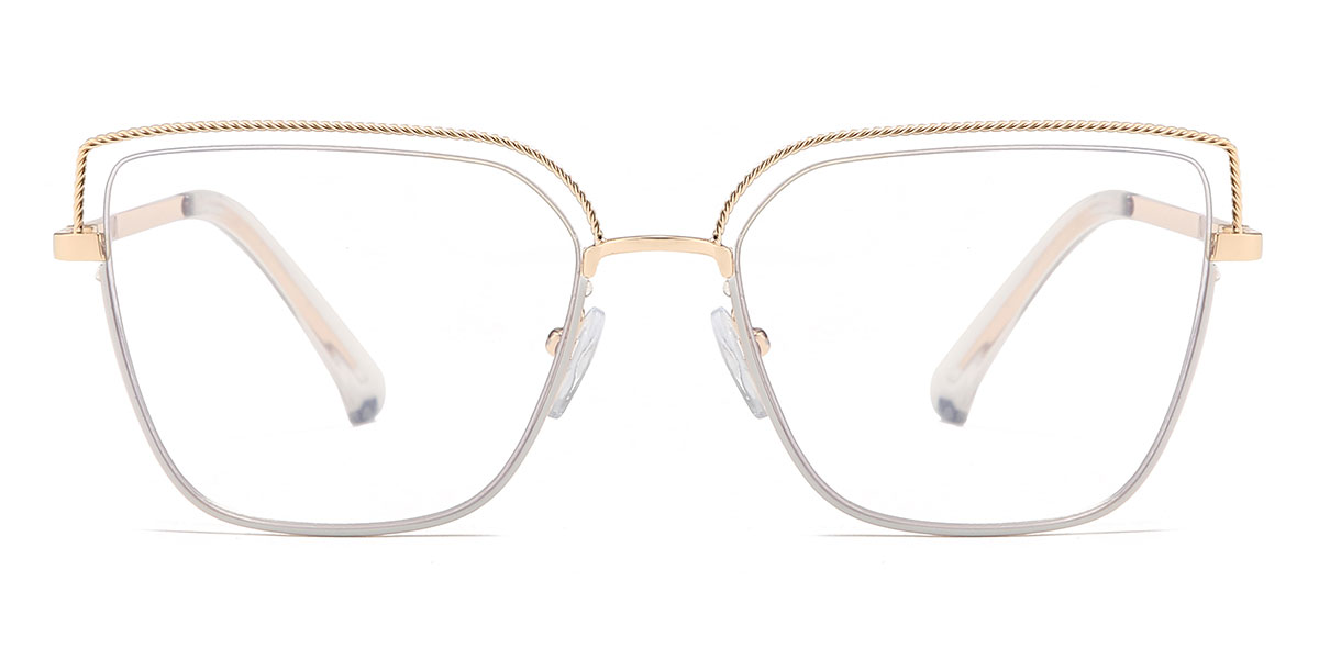 Gold White Katelyn - Cat Eye Glasses