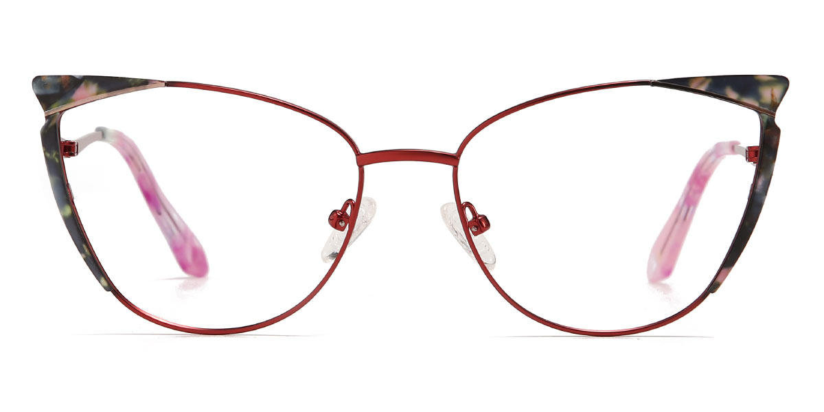 Red Black Flower Hallie - Cat Eye Glasses
