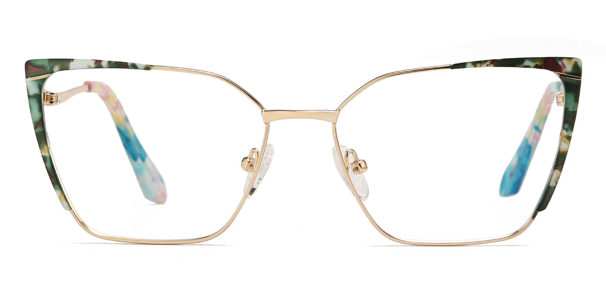 Gold Green Flower Marina - Cat Eye Glasses