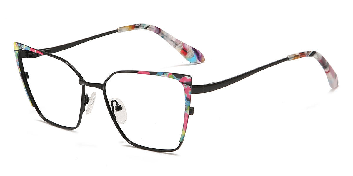 Black Green Flower Marina - Cat Eye Glasses