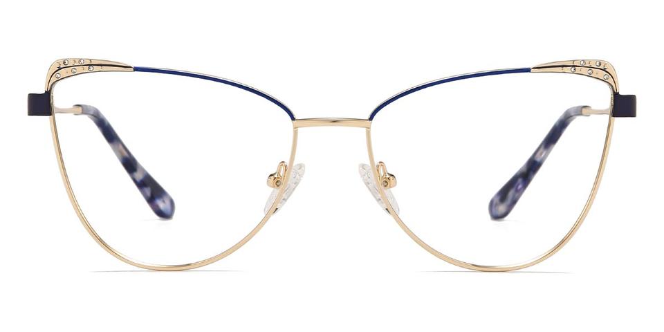 Gold Blue Kehlani - Cat Eye Glasses