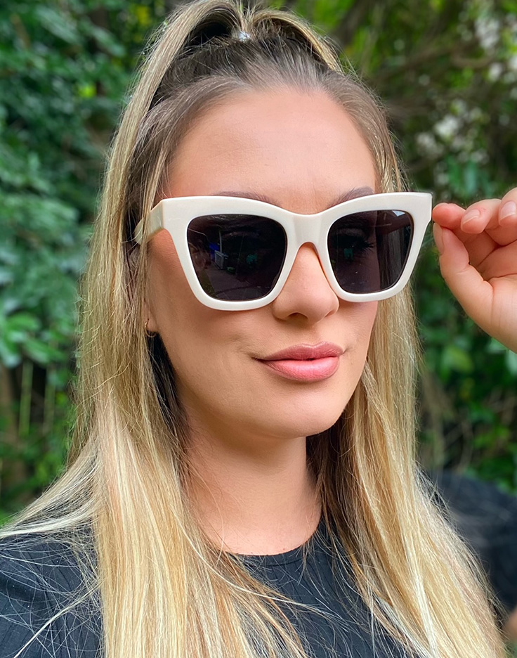 Ethan - Cat Eye White Sunglasses For Men & Women