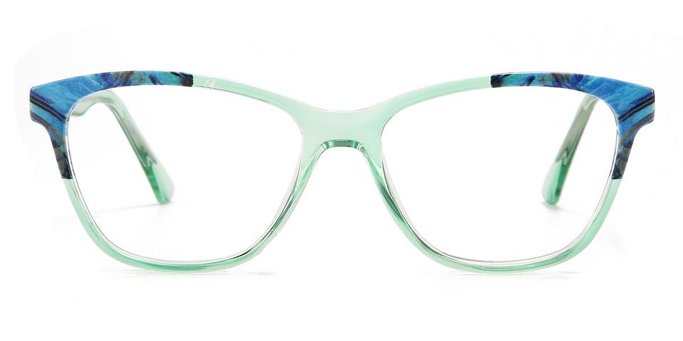 Green Blue Stripes Garrett - Rectangle Glasses