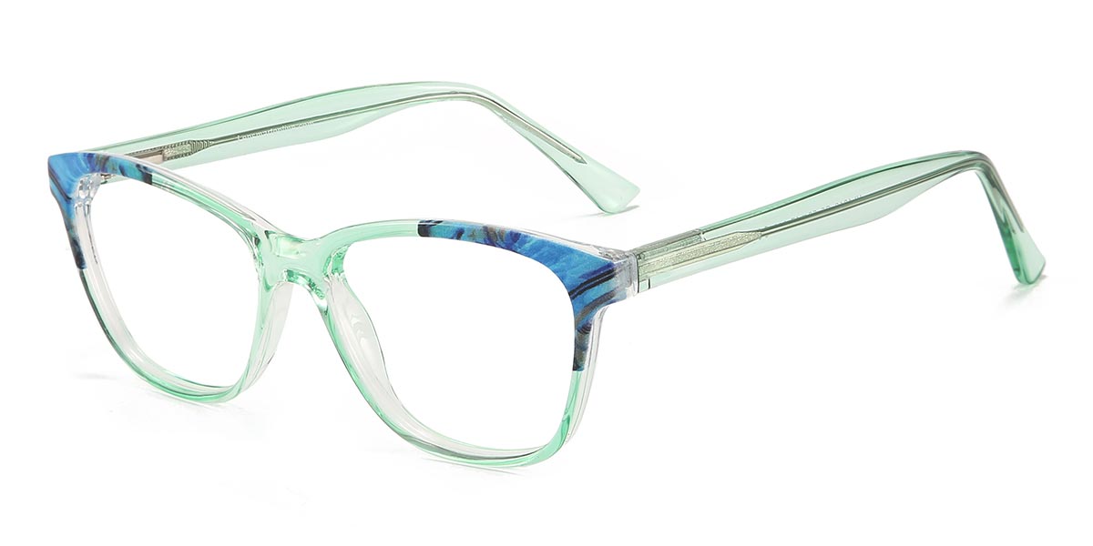Green Blue Stripes Garrett - Rectangle Glasses