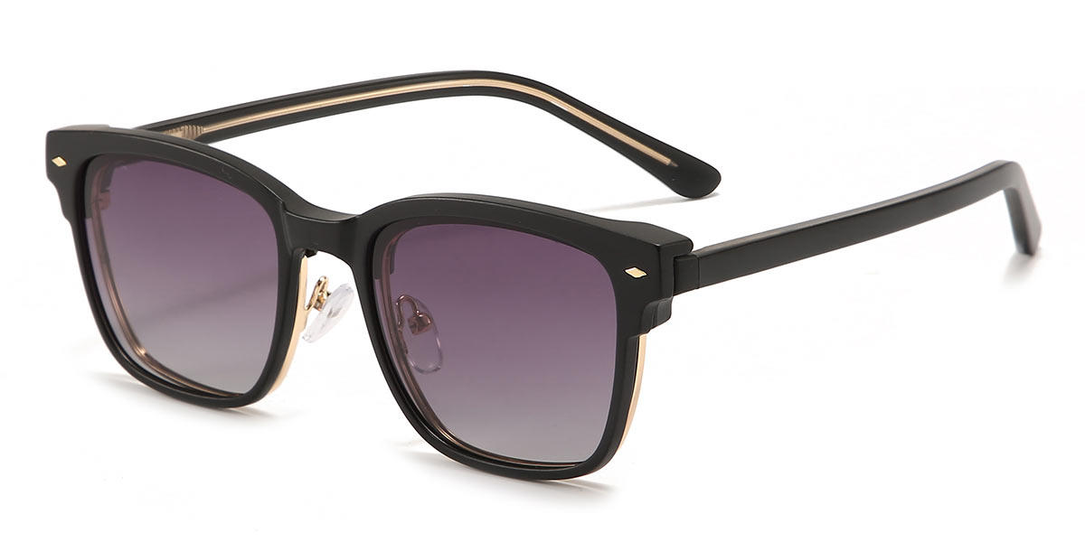 Black Addison - Rectangle Clip-On Sunglasses