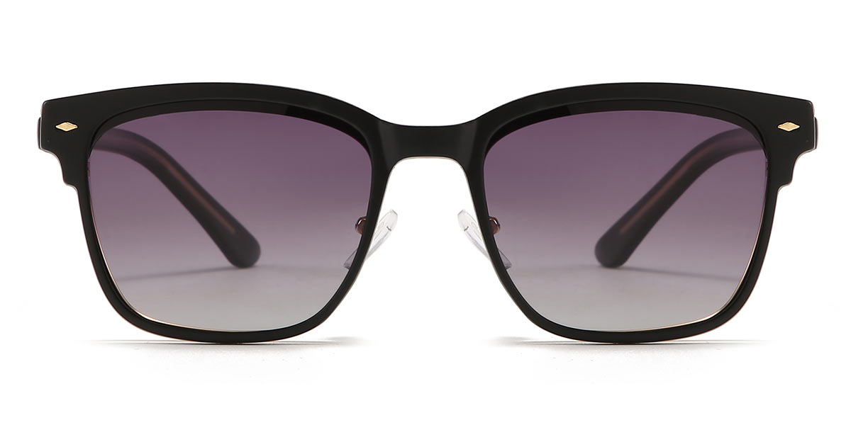 Black Addison - Rectangle Clip-On Sunglasses