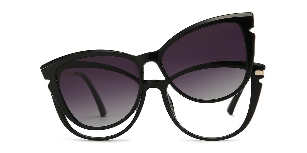 Black Joseph - Cat Eye Clip-On Sunglasses
