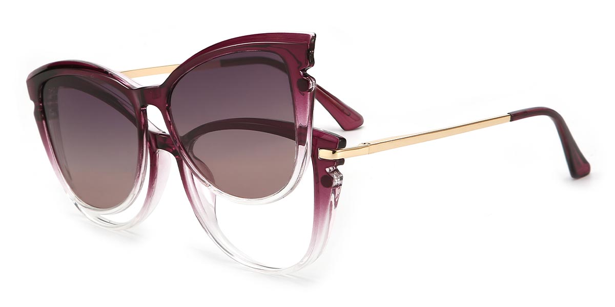 Gradient Purple Joseph - Cat Eye Clip-On Sunglasses