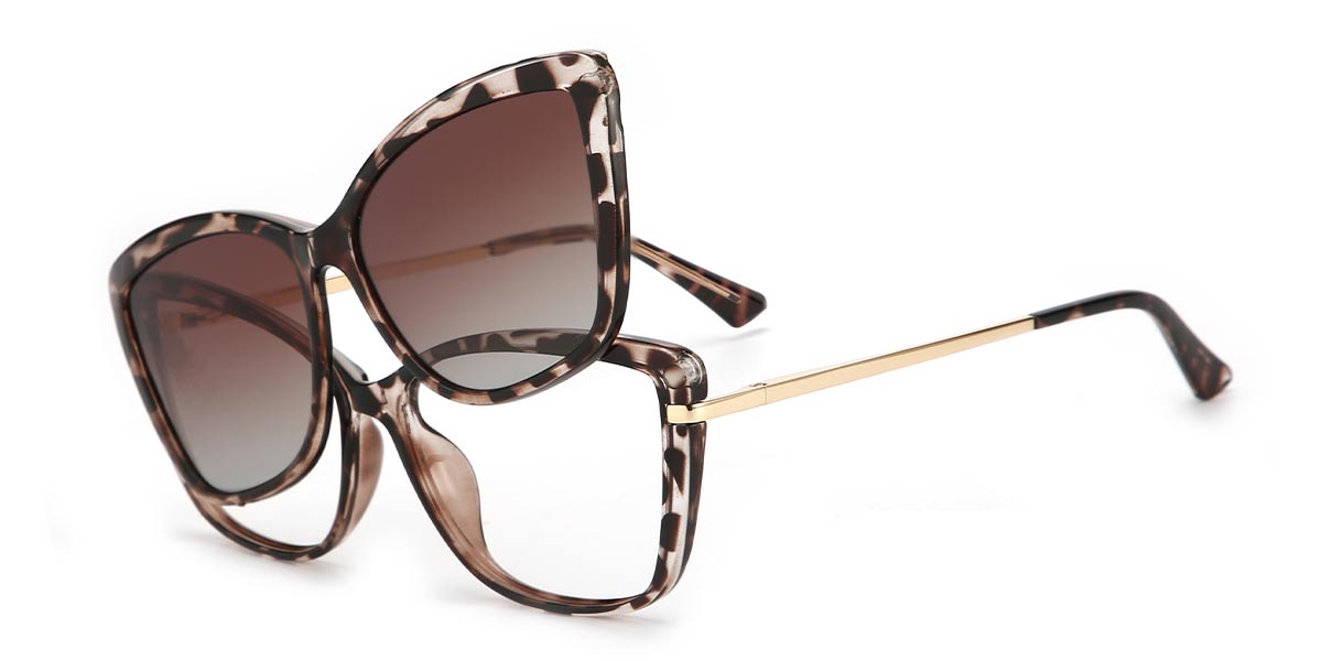 Marrón Carey Zoe Gafas - Cat Eye Clip-On Sunglasses