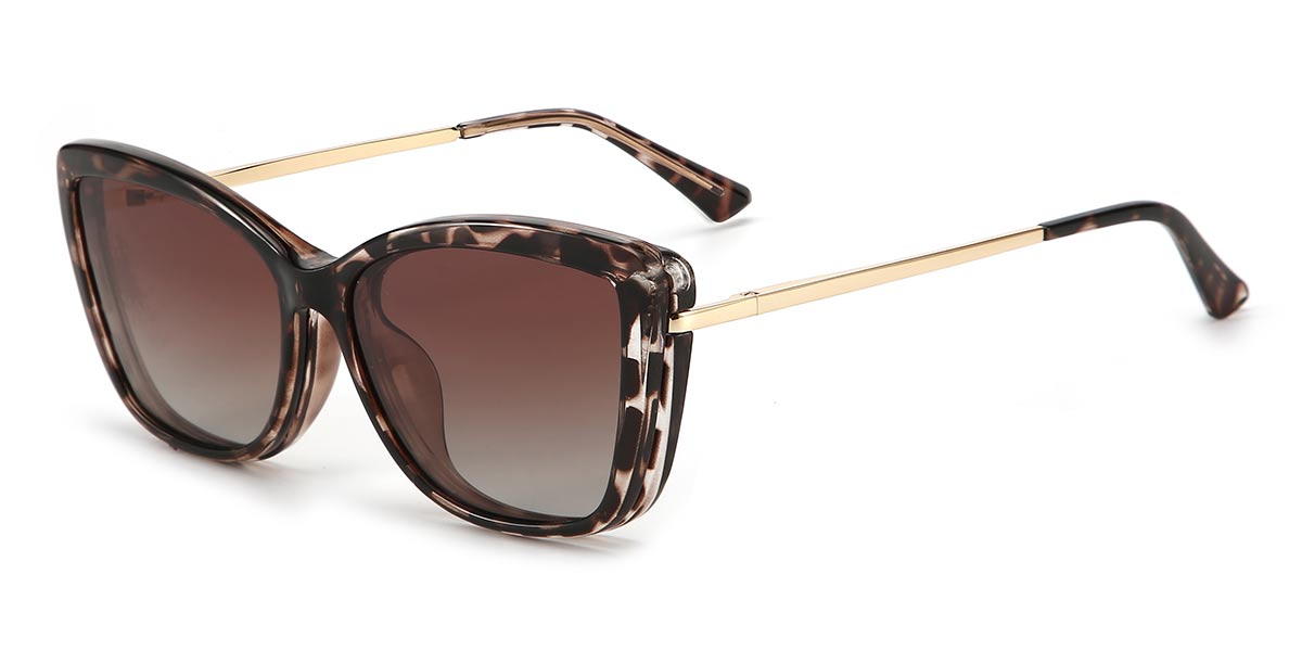 Marron Écaille de tortue Zoe - Cat Eye Clip-On Sunglasses