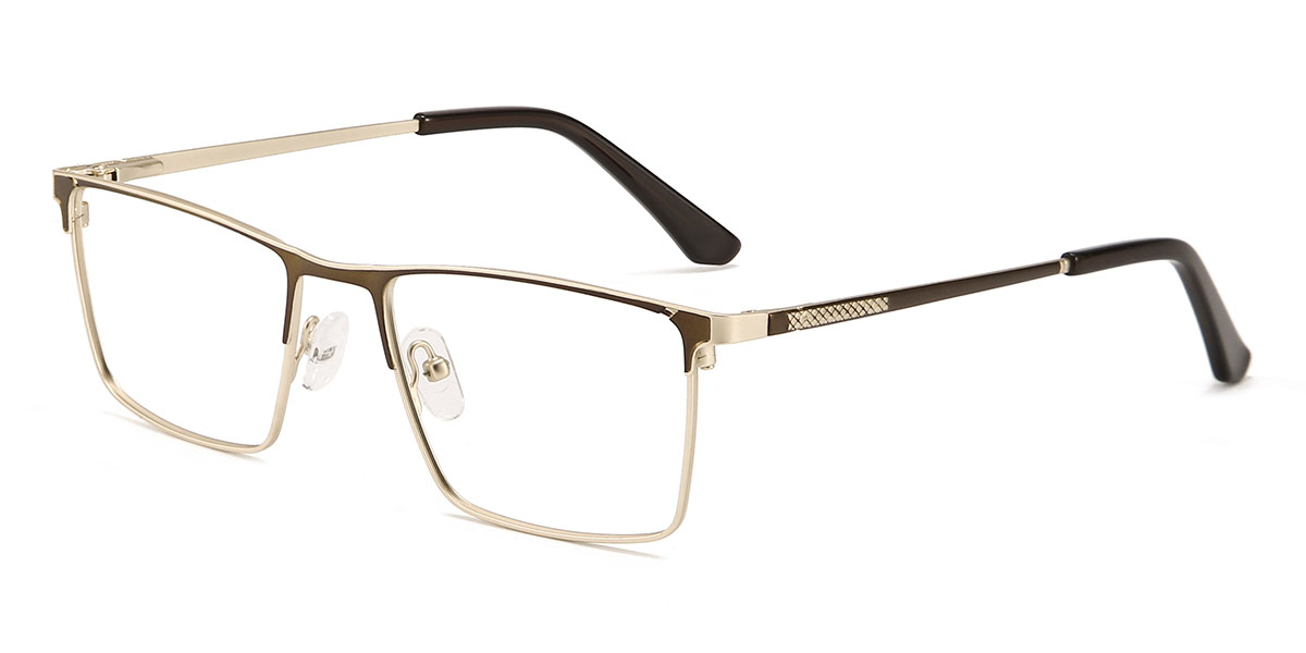 Gold Brown Jarvis - Rectangle Glasses