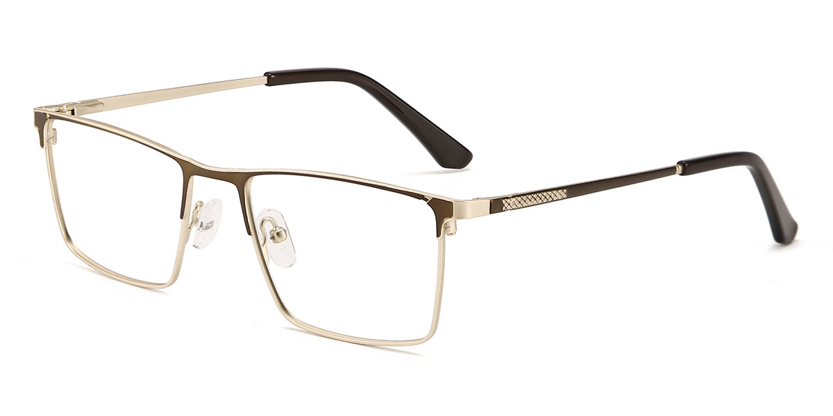 Gold Brown Jarvis Glasses - Rectangle Glasses