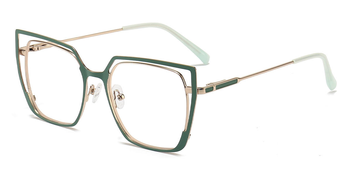 Gold Green Yandi - Square Glasses