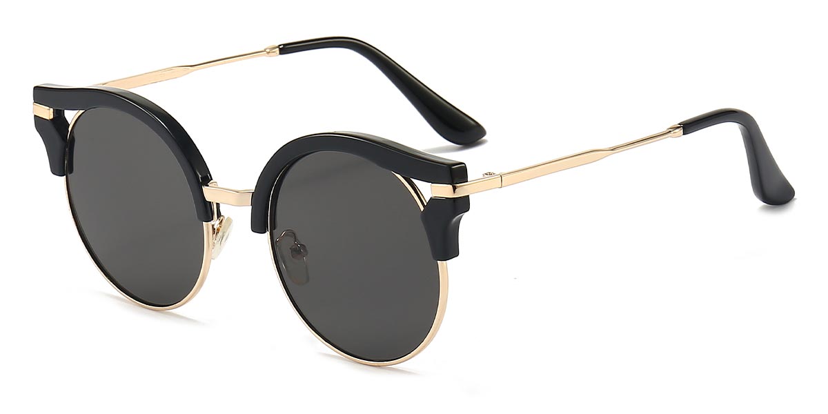 Black Grey Betty - Round Sunglasses