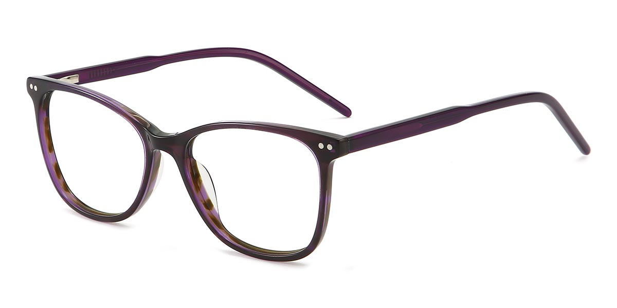 Purple Tortoiseshell Grant - Rectangle Glasses