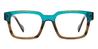 Cyan Woodgrain Jonah - Rectangle Glasses