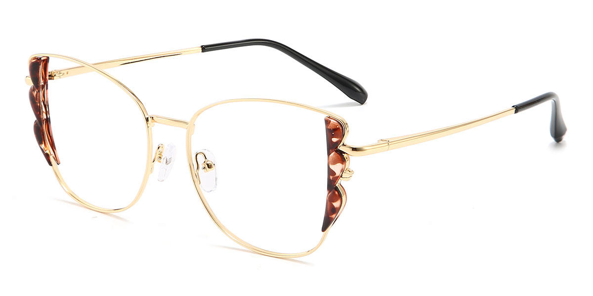 Gold Tortoiseshell Darlene - Rectangle Glasses