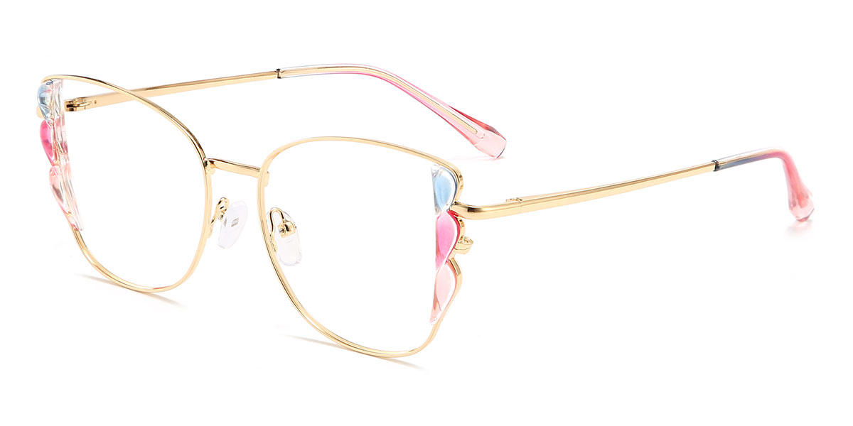Gold Pink Darlene - Rectangle Glasses