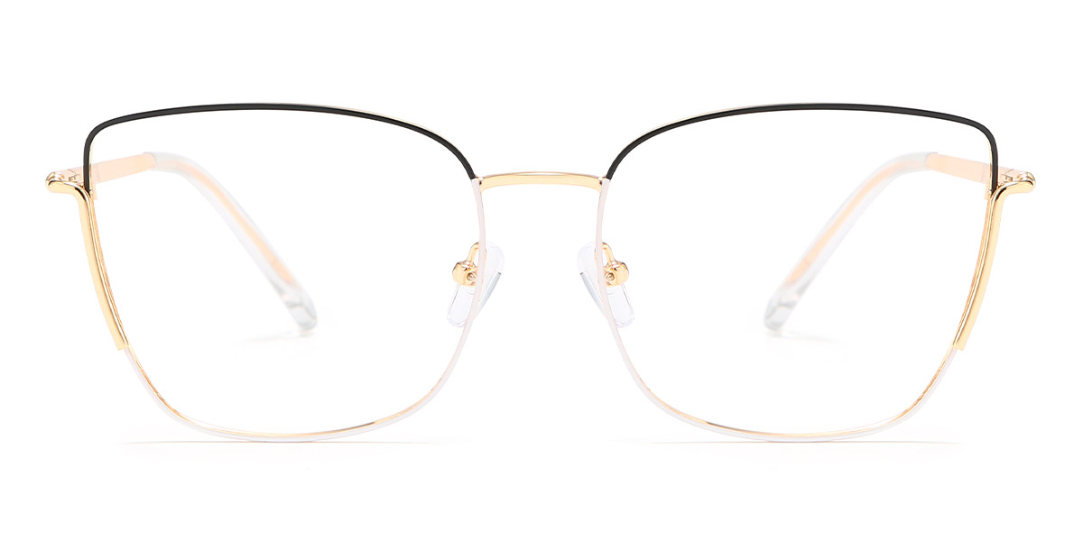 Gold Black White Charlotte - Square Glasses