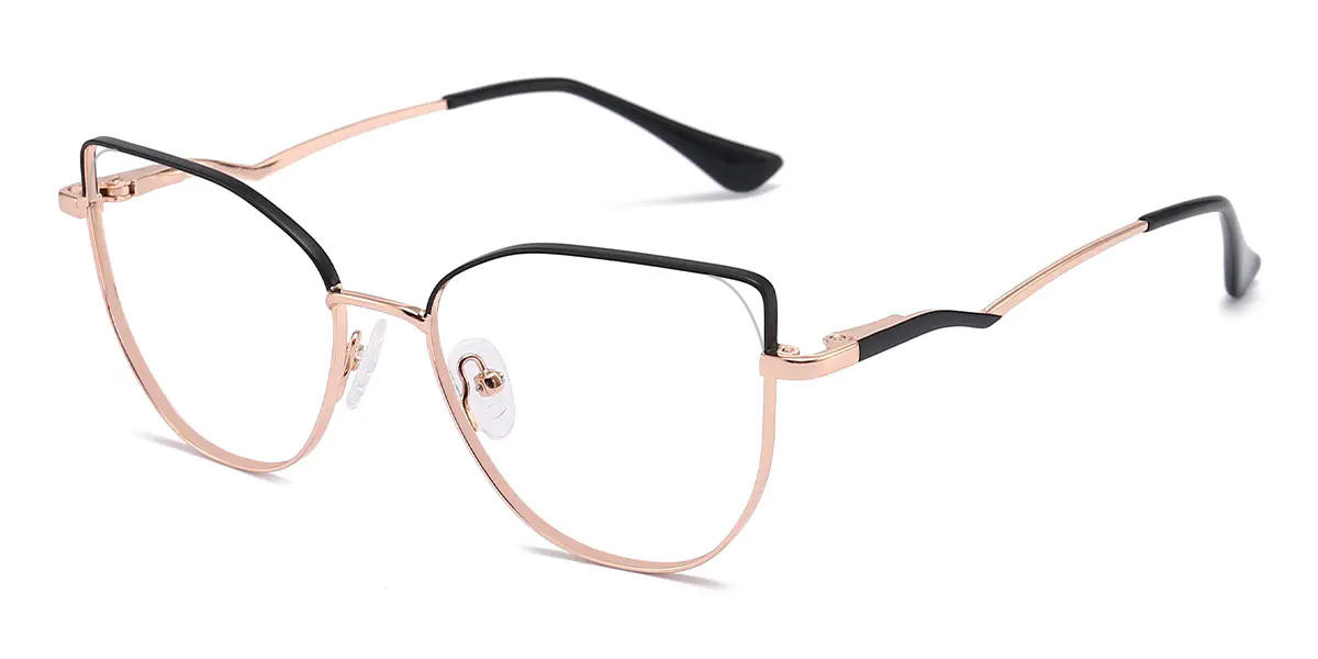 Rose Gold Black Amyra - Cat Eye Glasses