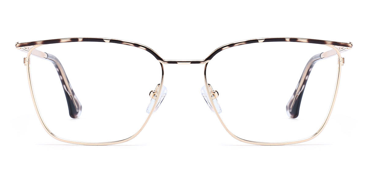Gold Tortoiseshell Hubery - Rectangle Glasses