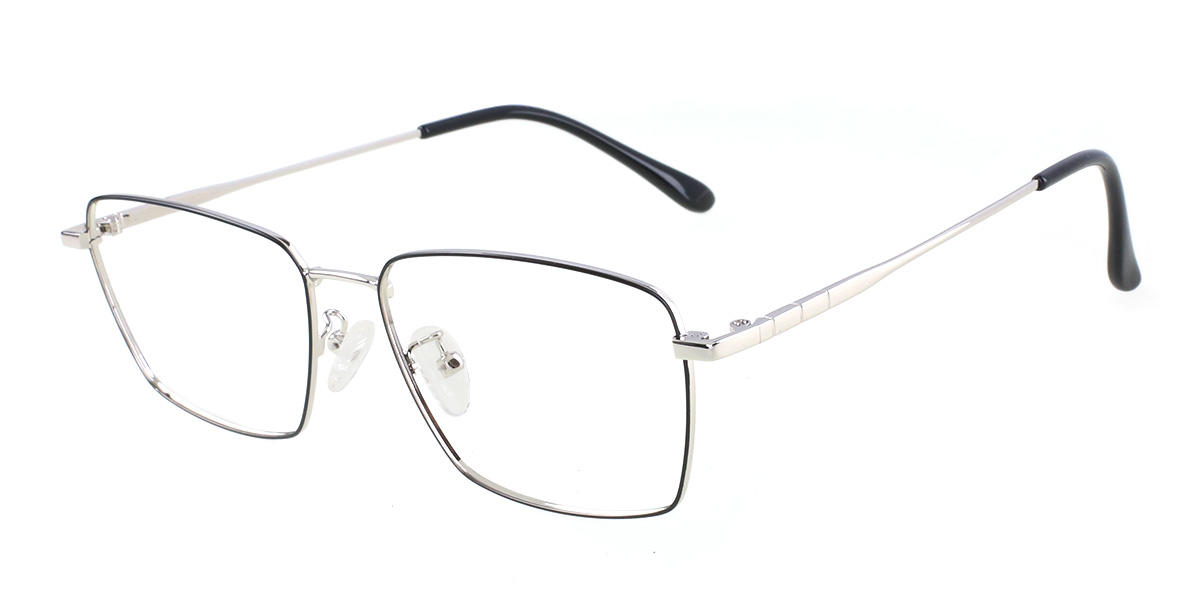 Black Silver Marvin - Rectangle Glasses