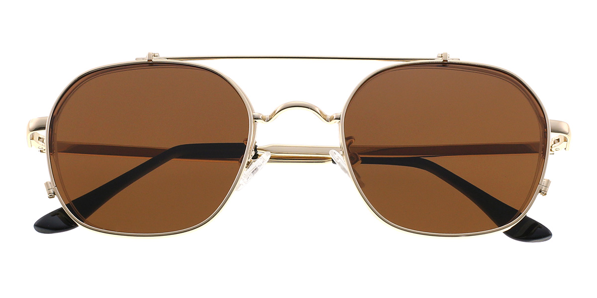 Gold Brown Kerr - Aviator Clip-On Sunglasses