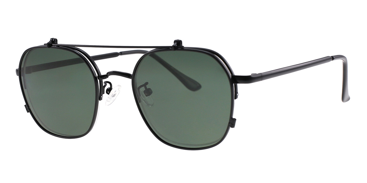Black Grey Kerr - Aviator Clip-On Sunglasses