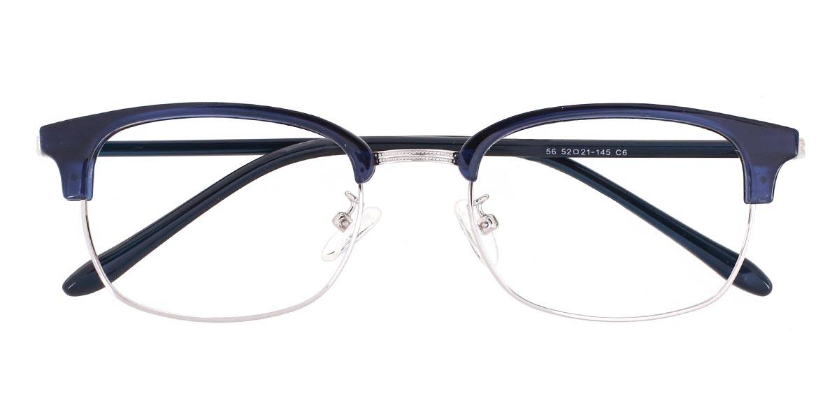 Silver Blue Steward - Rectangle Glasses
