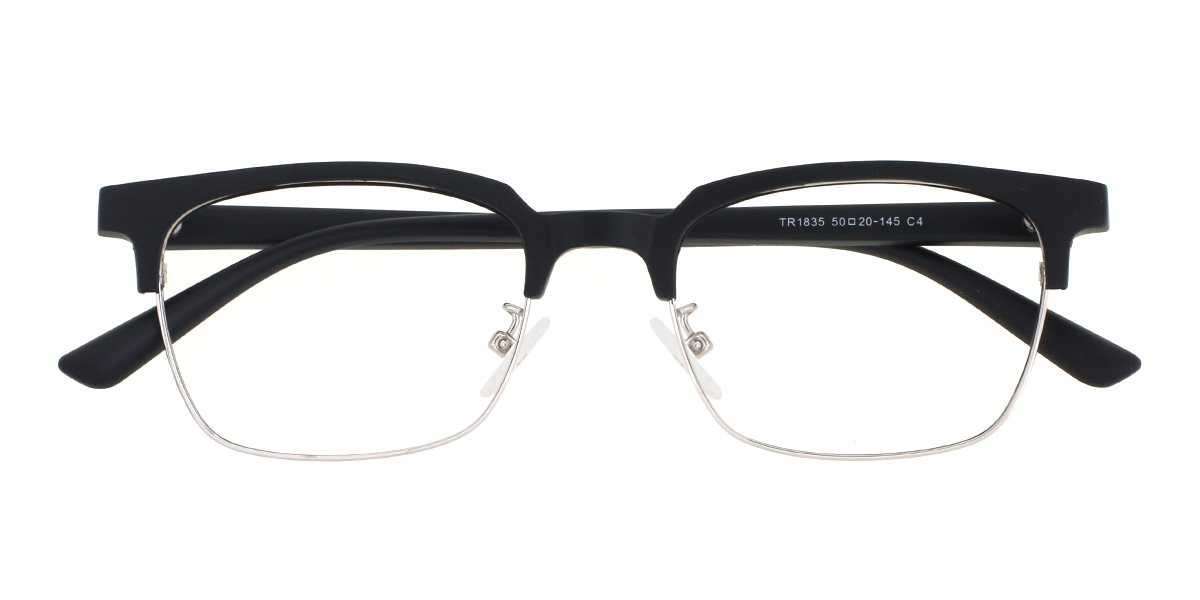 Black Silver Virgil - Rectangle Glasses