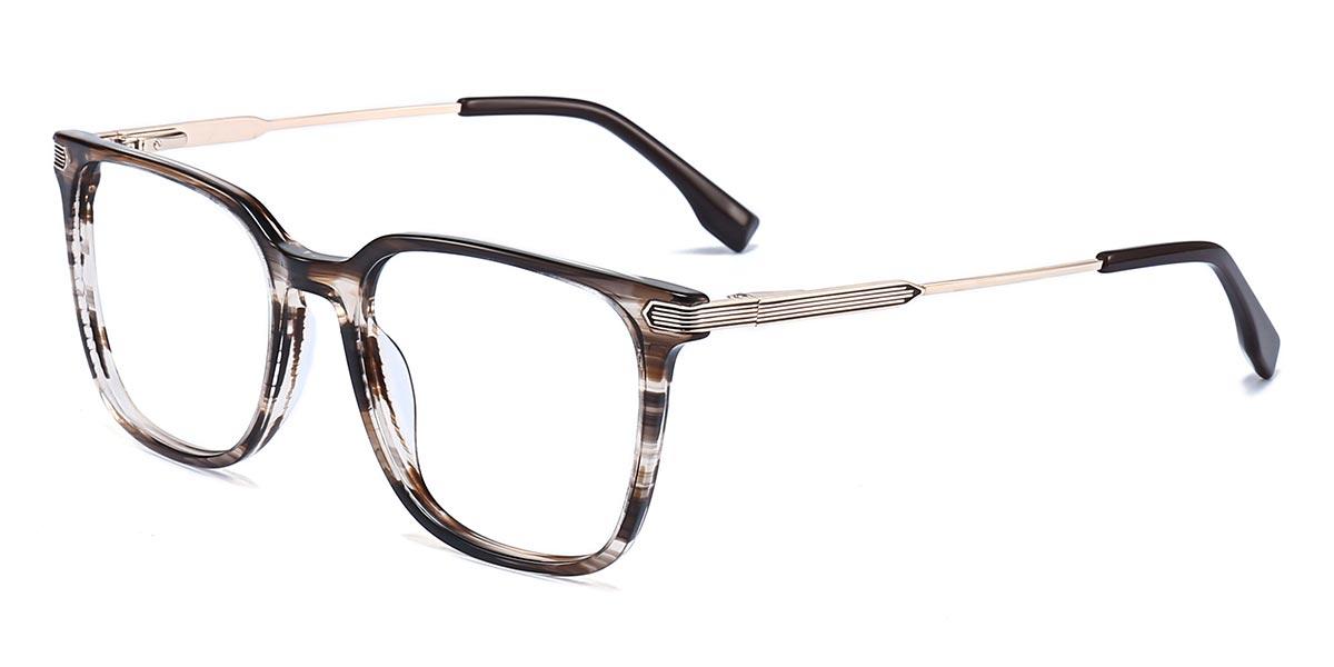 Brown Woodgrain Frederica - Rectangle Glasses