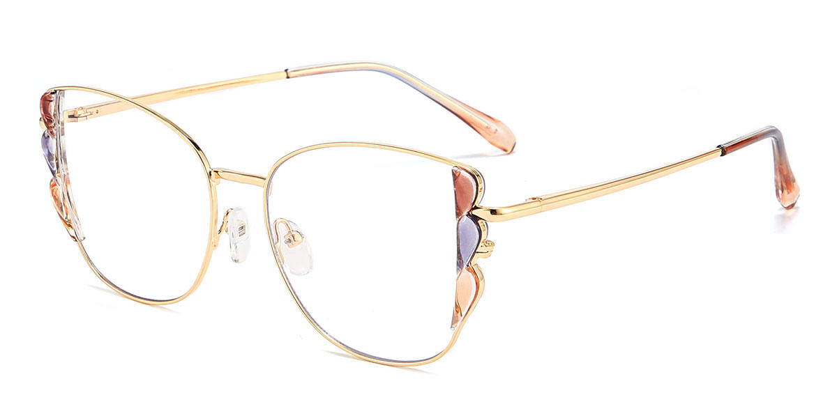 Gold Orange Darlene - Rectangle Glasses