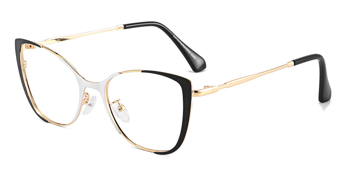 Gold Black White Aiyana - Square Glasses
