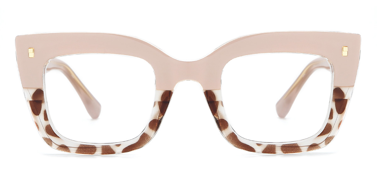 Nude Pink Tortoiseshell Cheryl - Rectangle Glasses