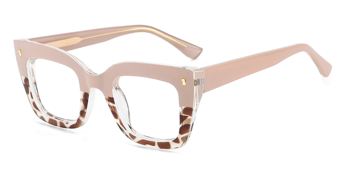 Nude Pink Tortoiseshell Cheryl - Rectangle Glasses