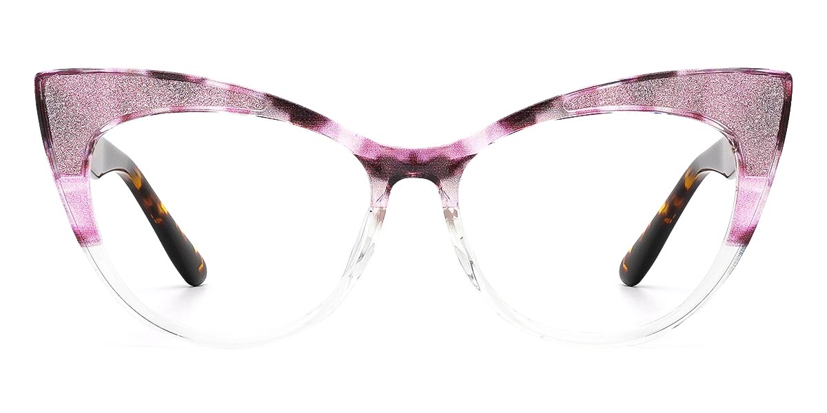 Clear Pink Tortoiseshell Evangeline - Cat Eye Glasses