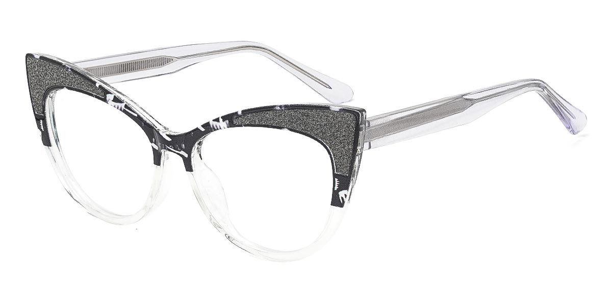 Clear Black Tortoiseshell Evangeline - Cat Eye Glasses