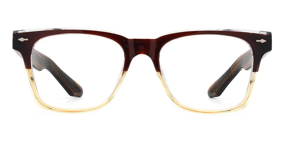 Brown Light Yellow Mamie - Rectangle Glasses