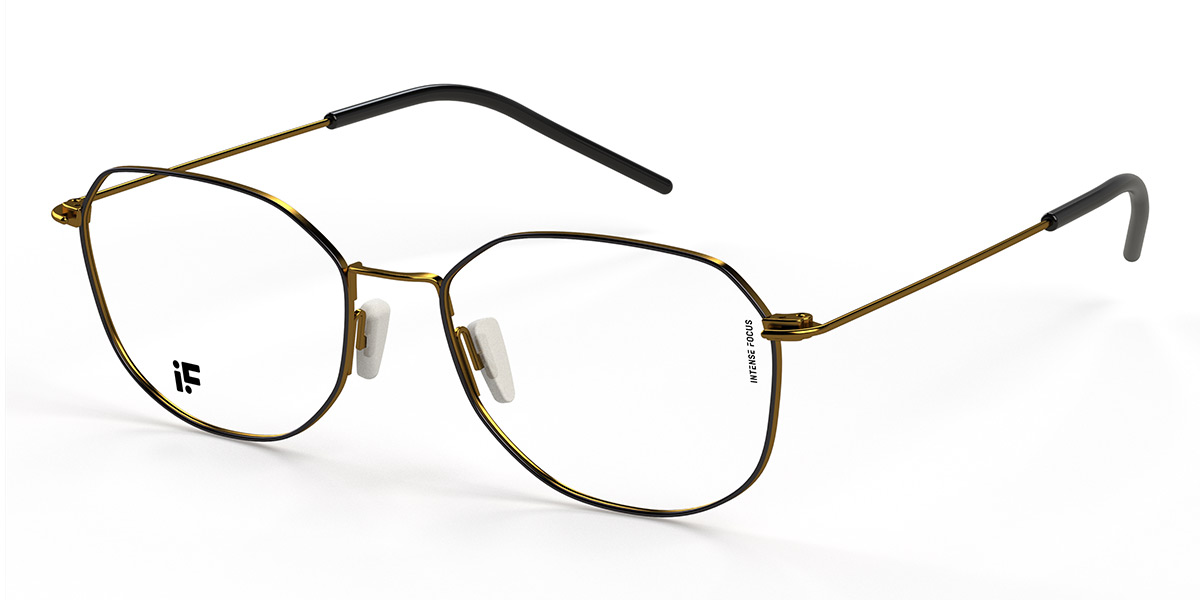 Gold Black Luster 23 - Rectangle Glasses