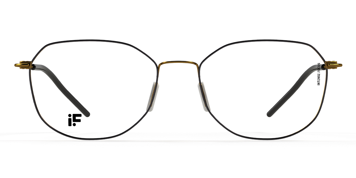 Gold Black Luster 23 - Rectangle Glasses