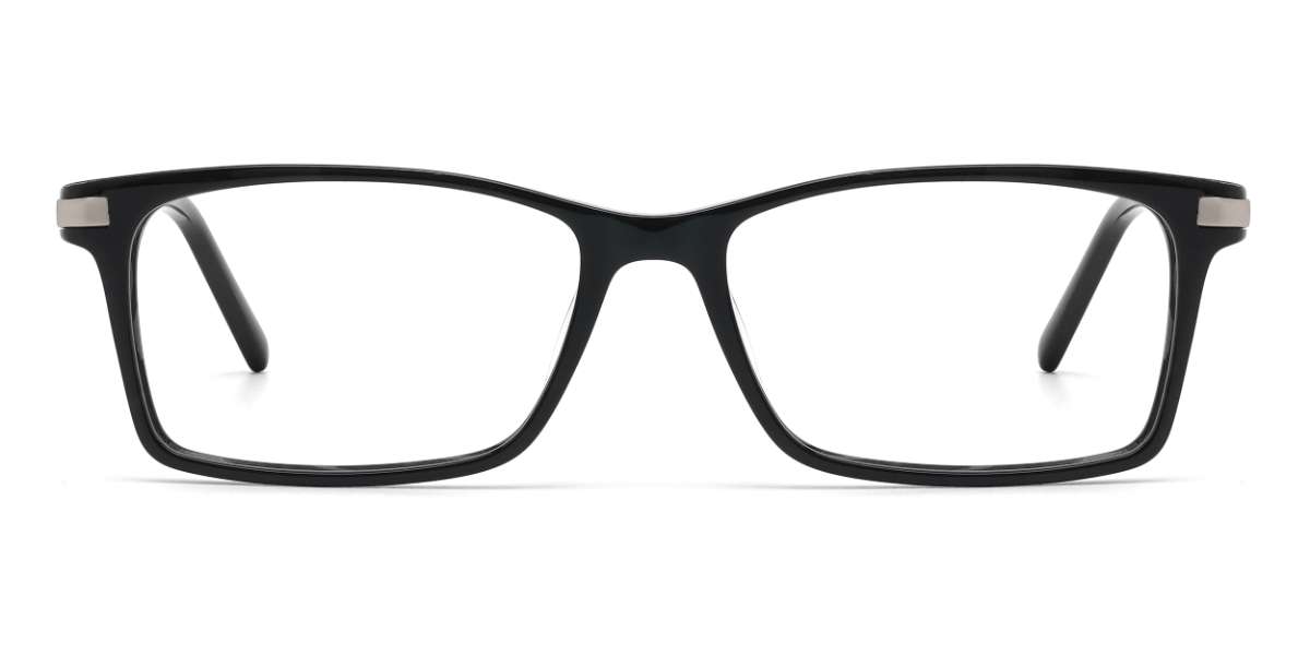 Black Marble Beacher - Rectangle Glasses