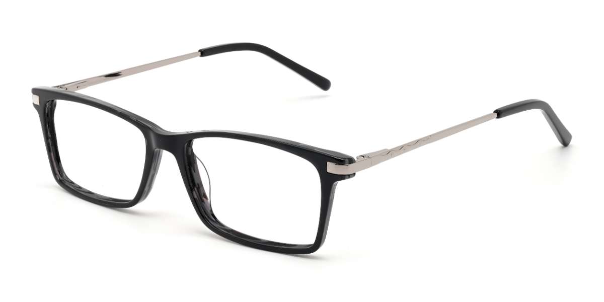 Black Marble Beacher - Rectangle Glasses