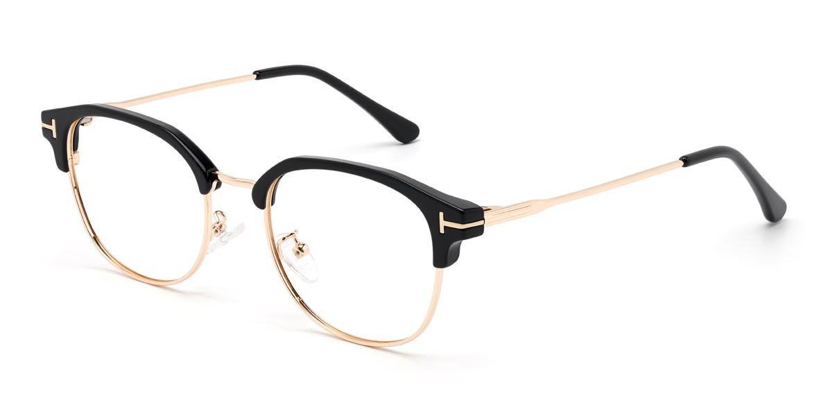 Gold Black Vanessa - Rectangle Glasses