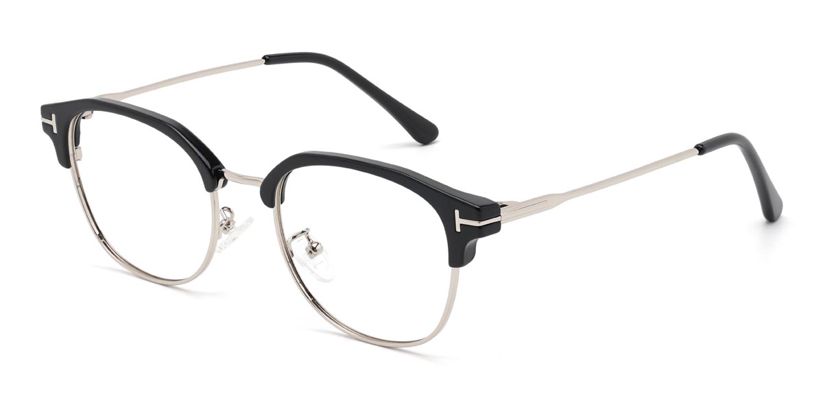 Black Silver Vanessa - Rectangle Glasses