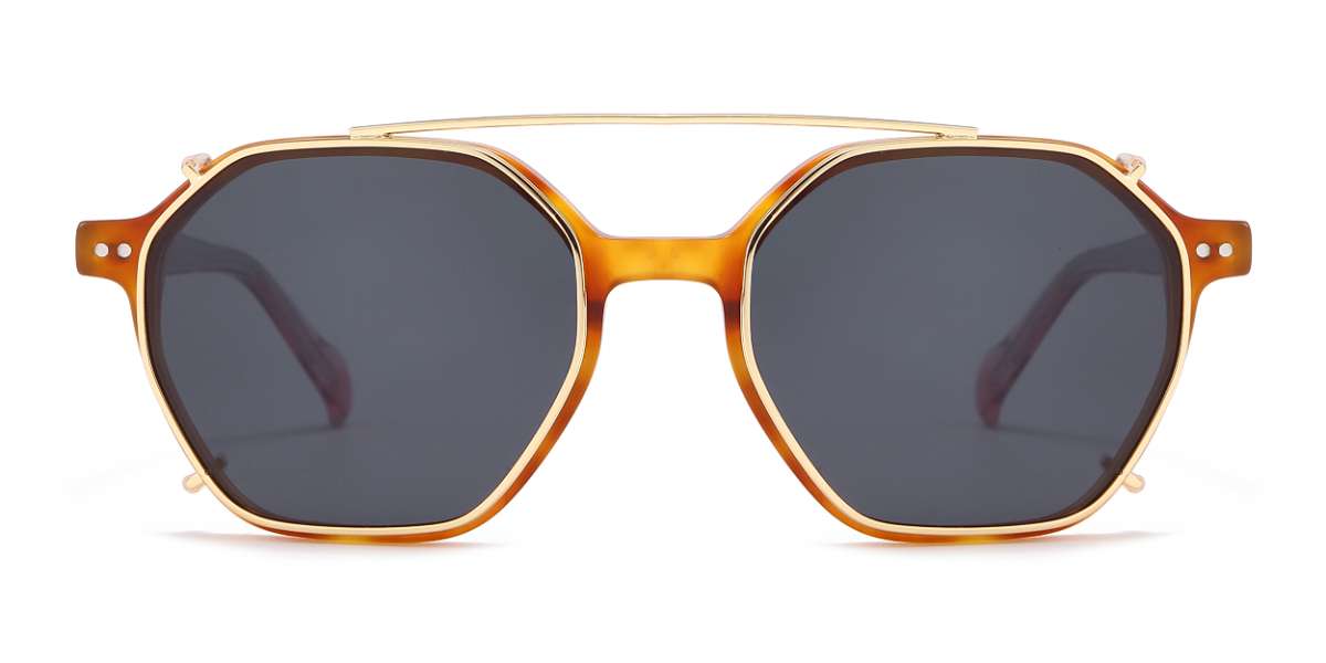 Schildpatt Leopold Brille - Oval Clip-On Sunglasses