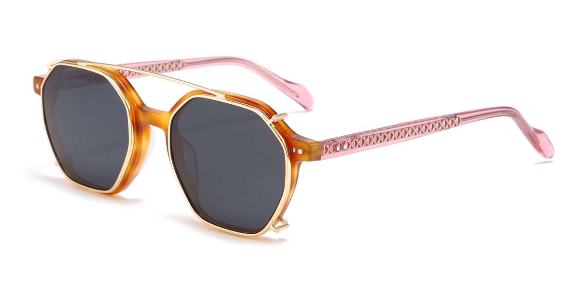 Tortoiseshell Leopold Glasses - Oval Clip-On Sunglasses