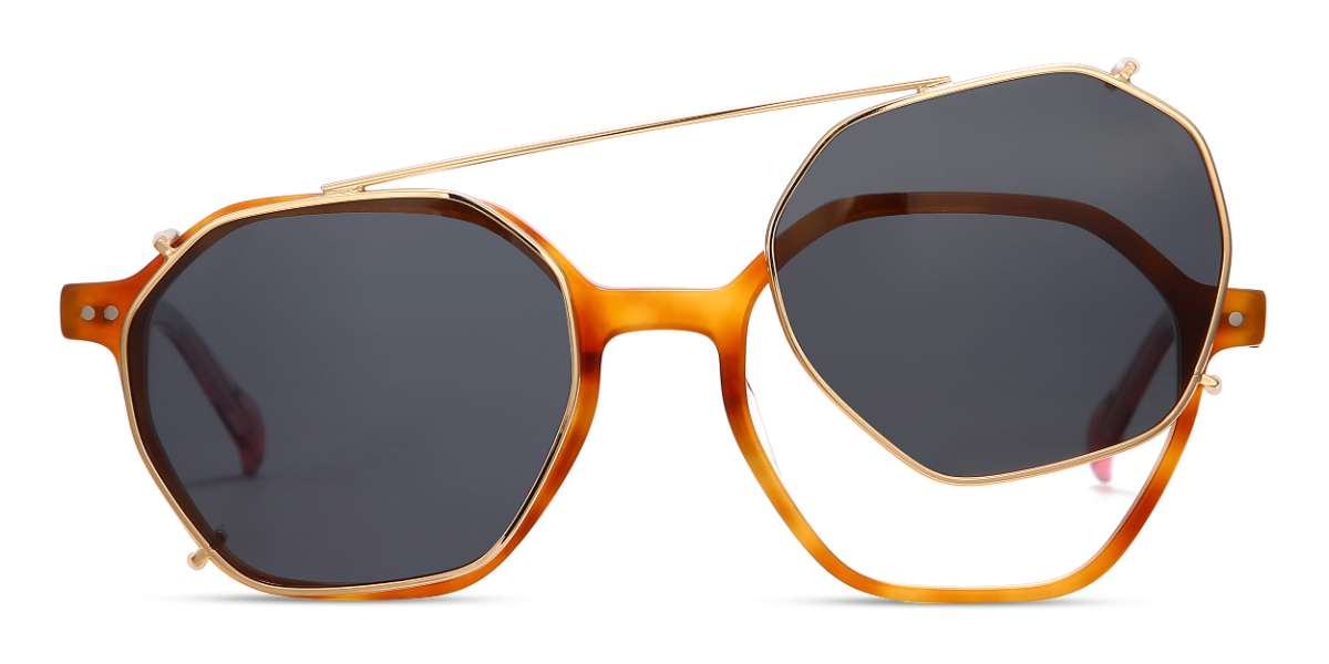 Schildpatt Leopold - Oval Clip-On Sunglasses